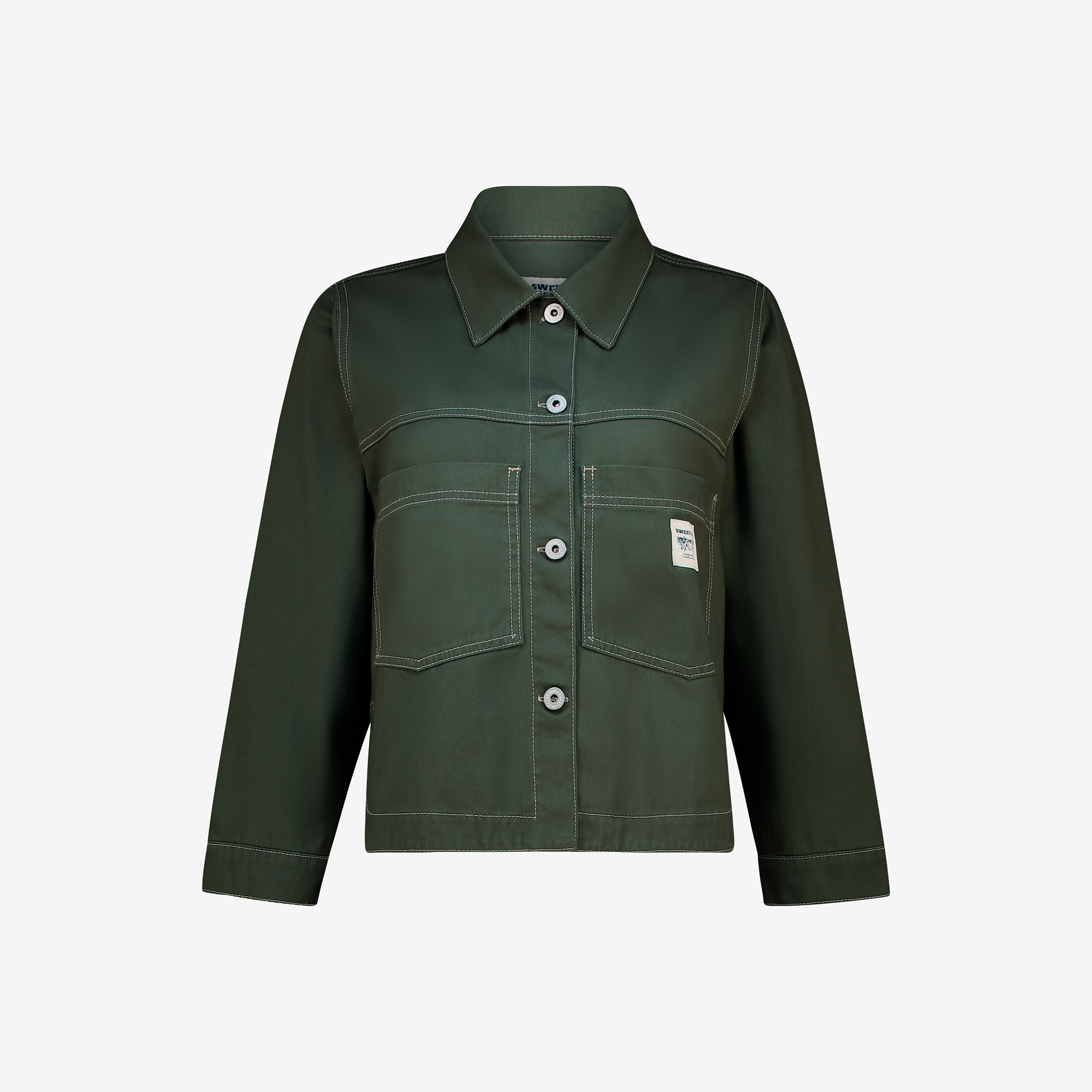 Women's fatigue cropped shacket by Sweet-Orr & Co.