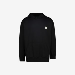 Black 100% cotton Sweet-Orr & Co. hoodie with drawstring hood, ribbed cuffs, ribbed hem and kangaroo pocket