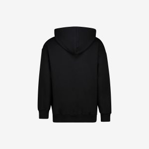 Black 100% cotton Sweet-Orr & Co. hoodie with drawstring hood, ribbed cuffs, ribbed hem and kangaroo pocket