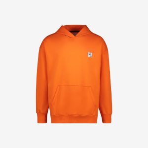 Orange 100% cotton Sweet-Orr & Co. hoodie with drawstring hood, ribbed cuffs, ribbed hem and kangaroo pocket