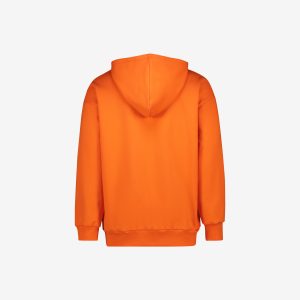 Orange 100% cotton Sweet-Orr & Co. hoodie with drawstring hood, ribbed cuffs, ribbed hem and kangaroo pocket