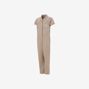 Women's khaki one piece coverall by Sweet-Orr & Co.
