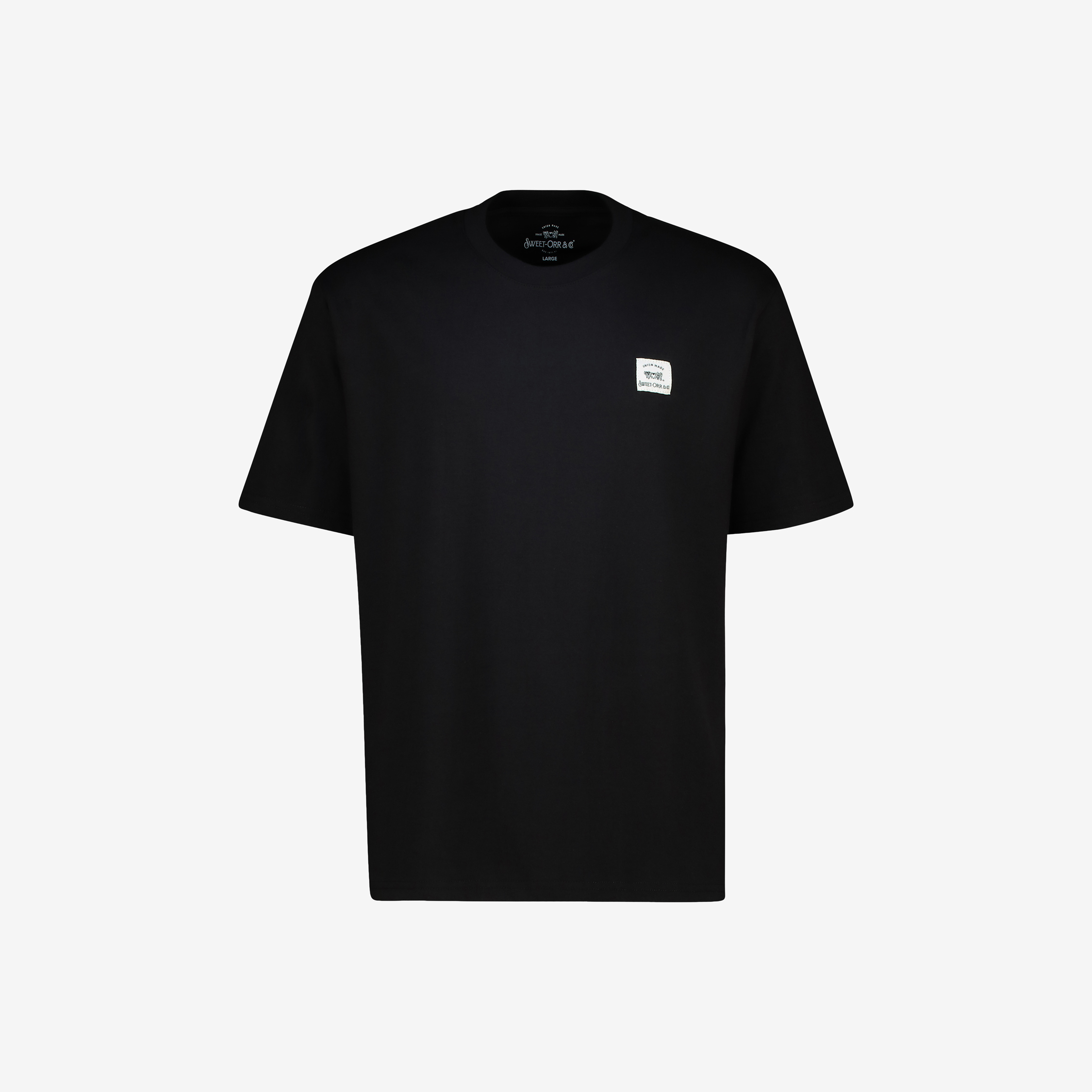 Black 250gsm 100% cotton Sweet-Orr & Co. boxy T-shirt with short sleeves and crew neckline